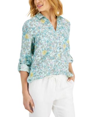 Charter Club Linen Printed Roll-tab 