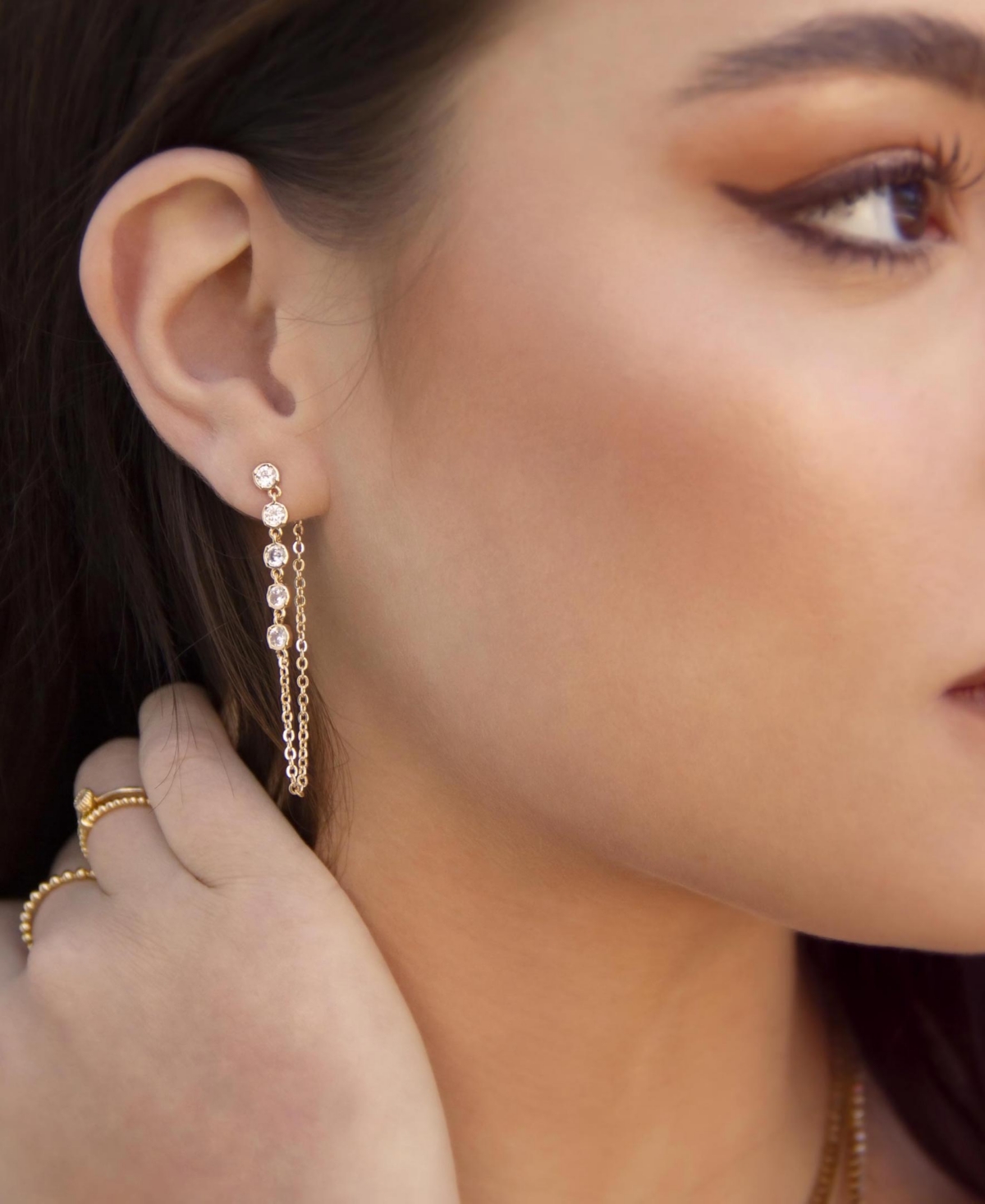 Ettika Crystal Gold-Plated Chain Dangle Earrings - Gold-Plated
