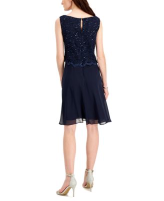 coast jade embroidered bodice dress navy