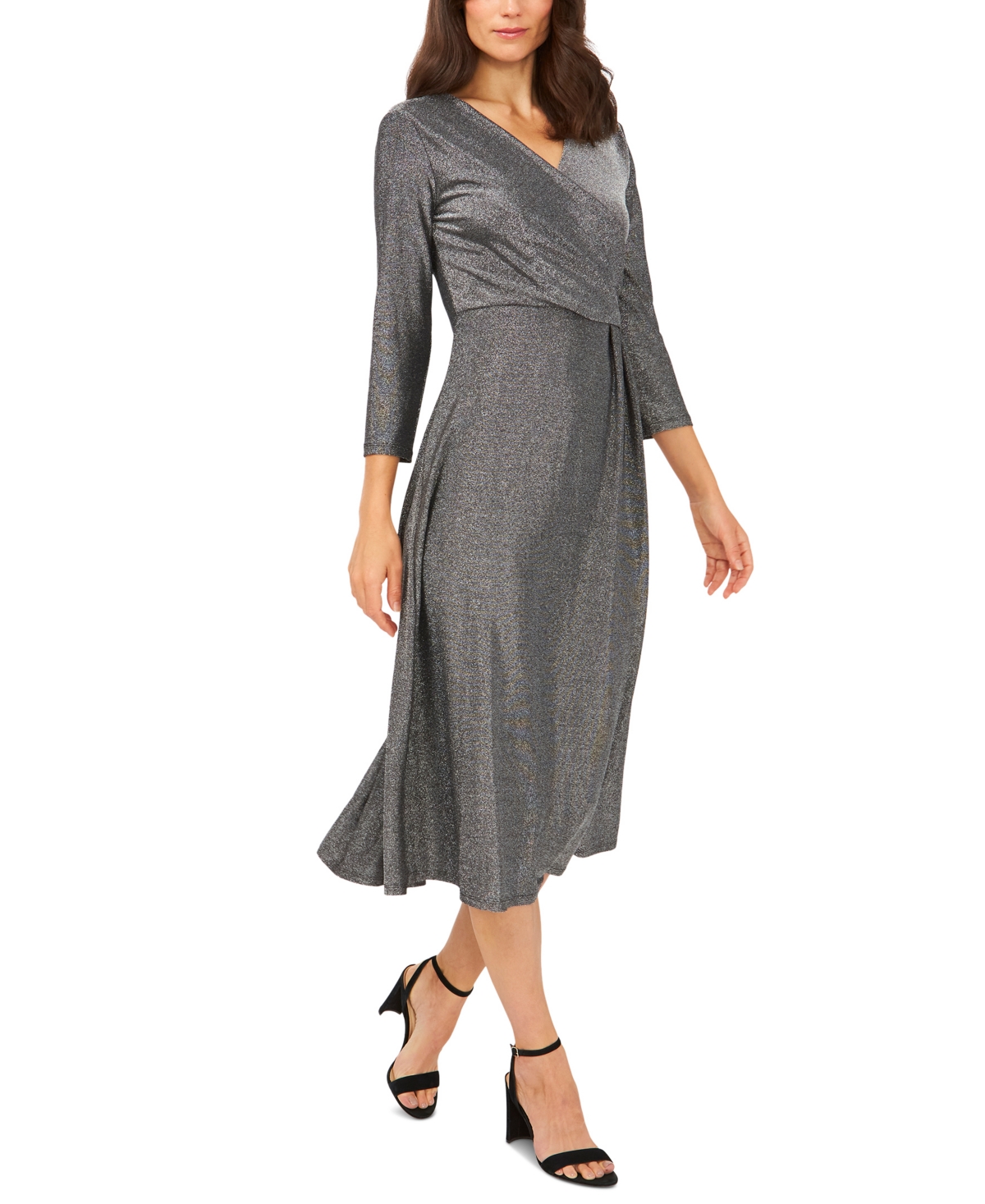 Msk Metallic Midi Dress -black
