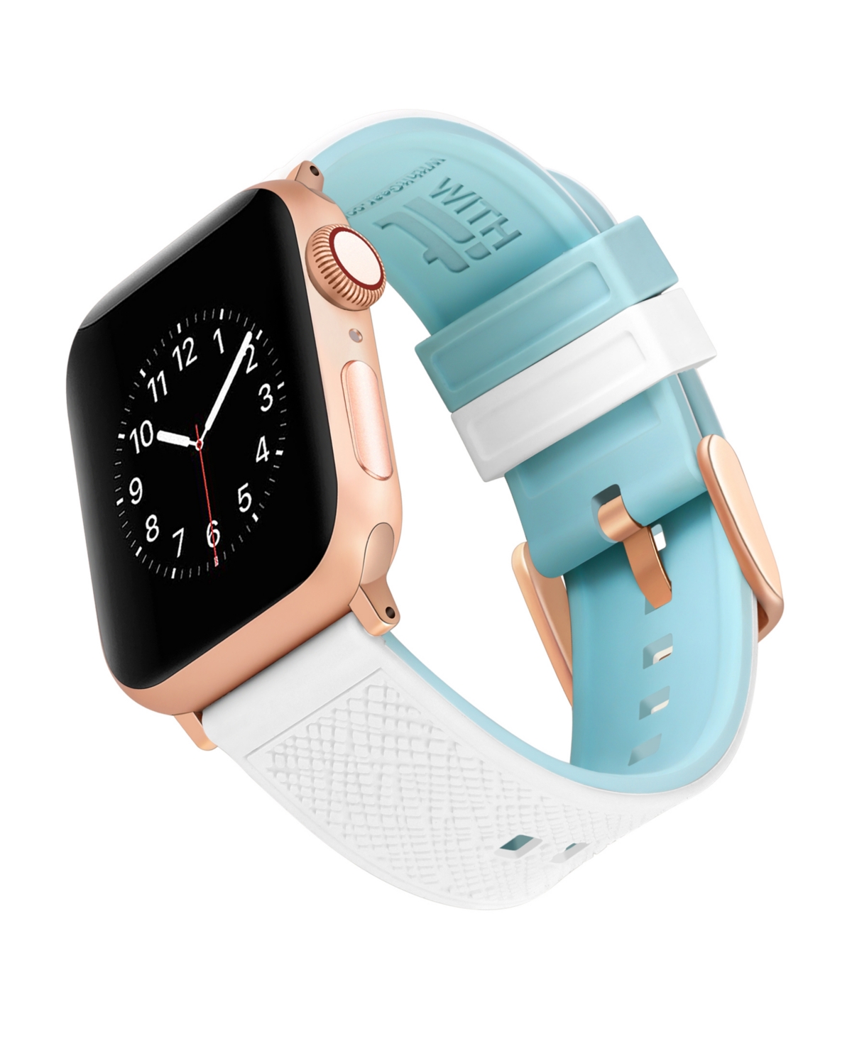 White and Teal Silicone ColorPop Band Compatible with 38/40/41mm Apple Watch - White, Teal