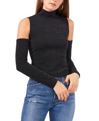cold shoulder mock neck top