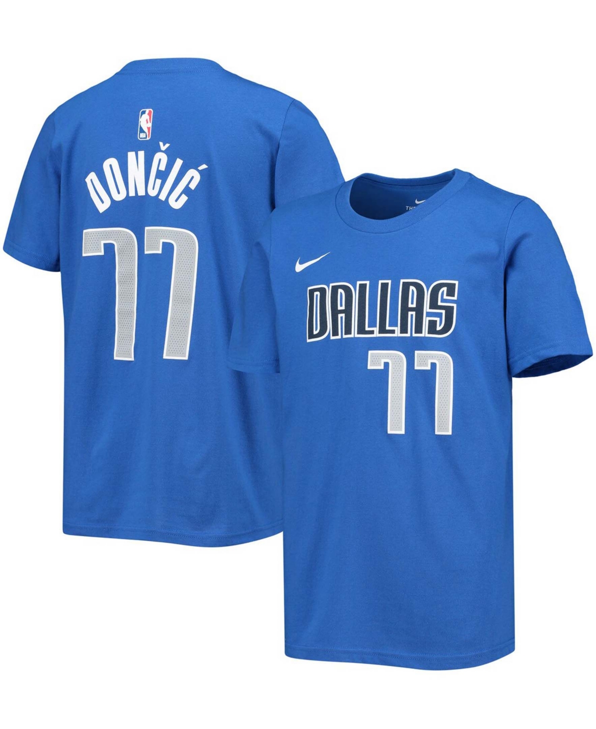 Big Boys and Girls Luka DoncicDallas Mavericks Logo Name and Number T-shirt - Royal