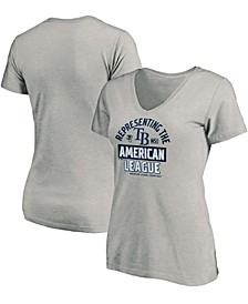 Women's Heathered Gray Tampa Bay Rays 2020 American League Champions Locker Room V-Neck T-shirt