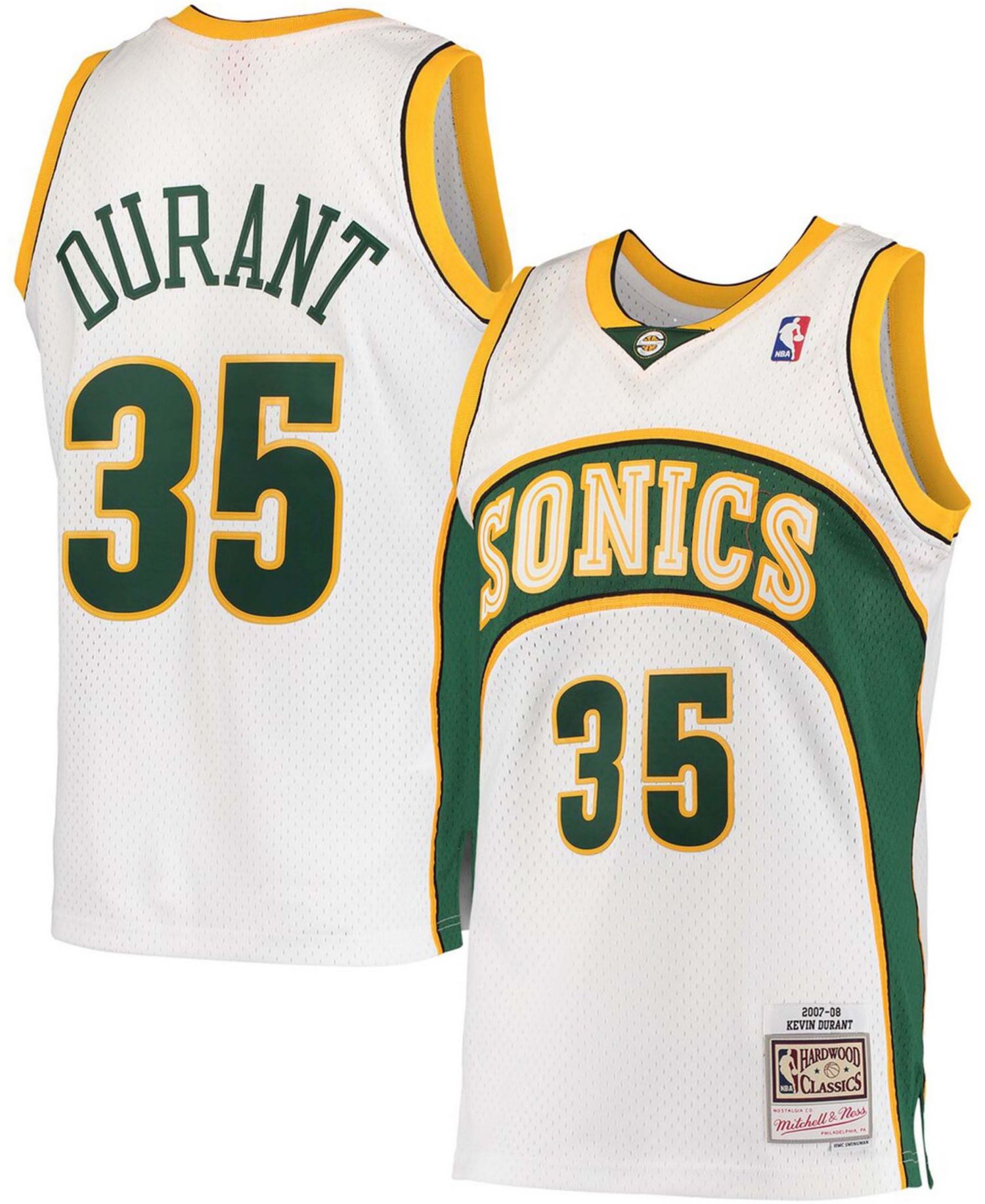 Men's Kevin Durant White Seattle SuperSonics Hardwood Classics Swingman Jersey