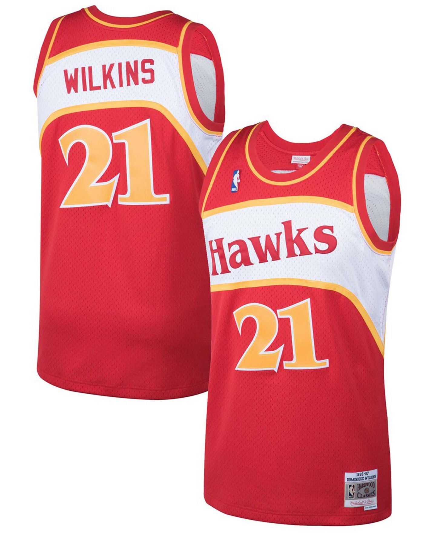 Мужской топ Mitchell & Ness Dominique Wilkins Red Atlanta Hawks 1986-87 Hardwood Classics Swingman Jersey — фото 1