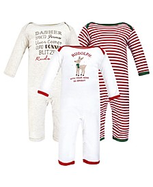 Baby Boys Rudolph Cotton Coveralls, Pack of 3