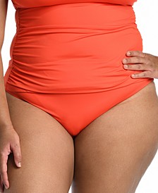 Plus Size Ruched Hipster Swim Bottoms
