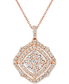 Nude Diamond Concentric Cluster 18" Pendant Necklace (1-5/8 ct. t.w.) in 14k Rose Gold
