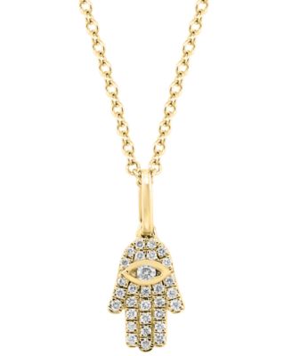 EFFY Collection - Diamond Pav&eacute; Hamsa Hand 18" Pendant Necklace (1/10 ct. t.w.)
