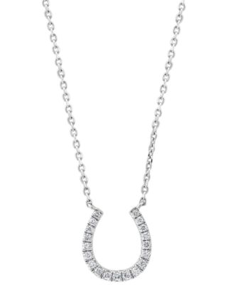 EFFY&reg; Diamond Horseshoe 18" Pendant Necklace (1/6 ct. t.w.) in Sterling Silver