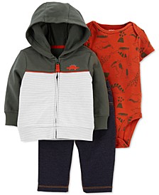 Baby Boys 3-Pc. Dinosaur Hooded Jacket, Bodysuit & Jeans Set