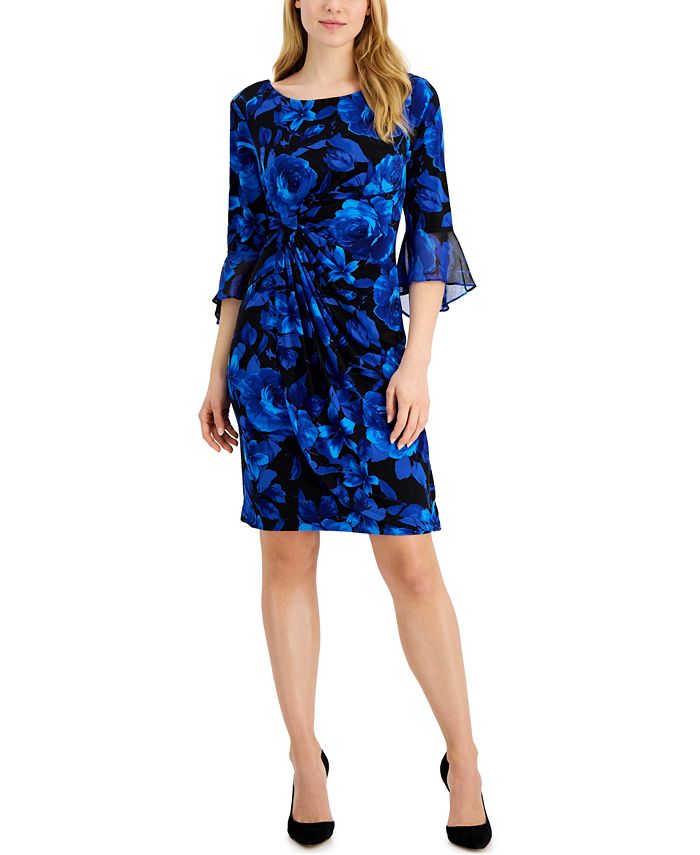 Connected Petite Floral-Print Side-Tab Sheath Dress - Macy's