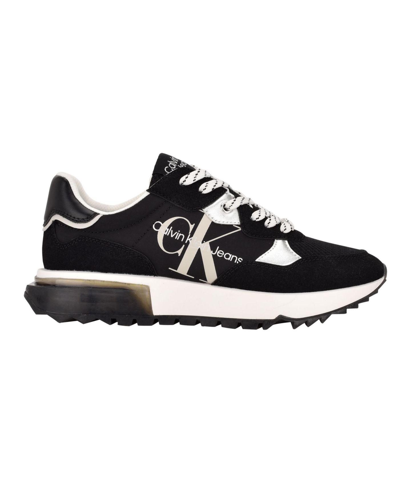Женские кроссовки Calvin Klein Magalee Casual Logo Lace-Up, цвет: Чёрный / Серебристый — фото 2