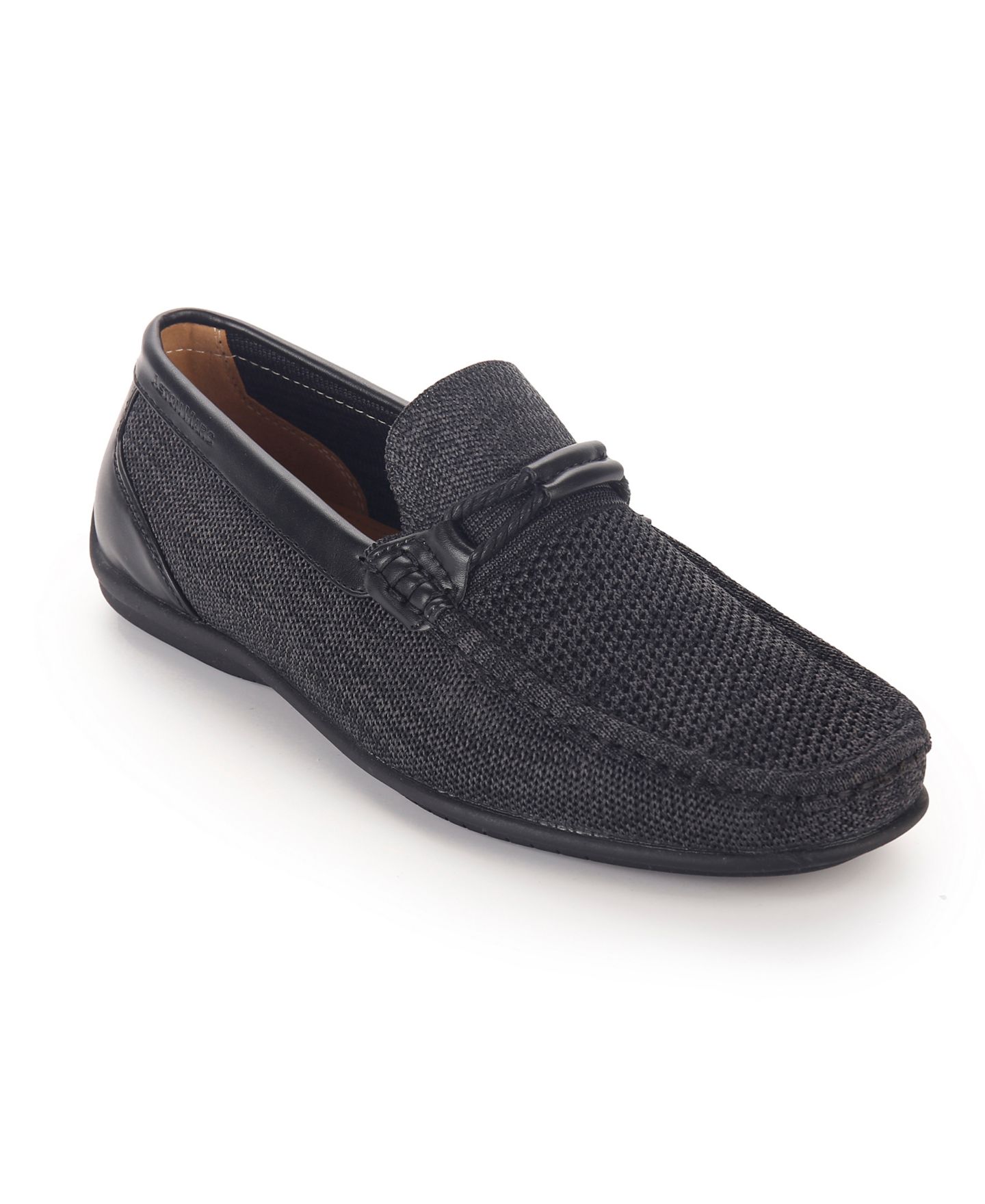 Мужские туфли Aston Marc Knit Lace-Strap Driving Loafer, цвет: Чёрный — фото 1