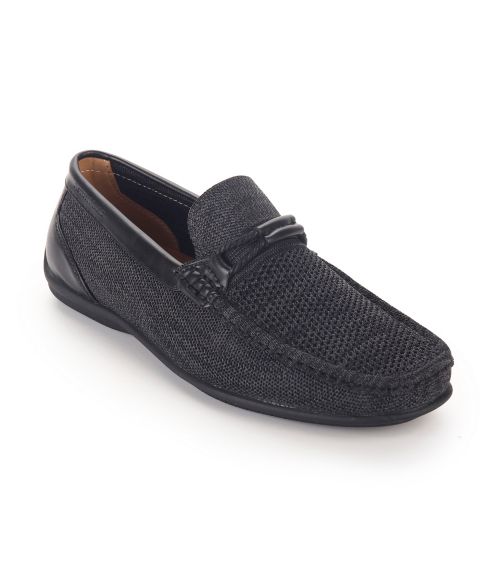 Мужские туфли Aston Marc Knit Lace-Strap Driving Loafer, цвет: Чёрный