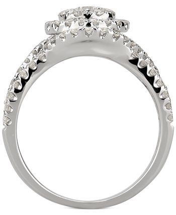 Macy's - Diamond Halo Openwork Engagement Ring (1-1/2 ct. t.w.) in 14k White Gold