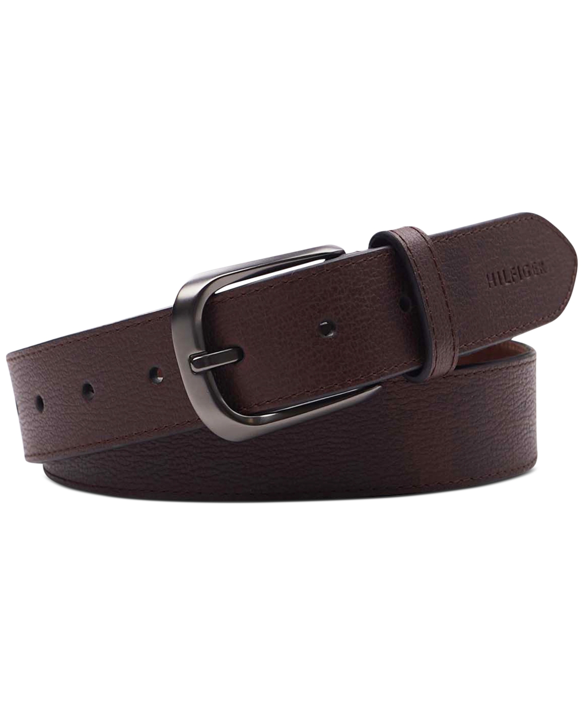 Tommy Hilfiger Men's Enamel Logo Ornament Casual Leather Belt