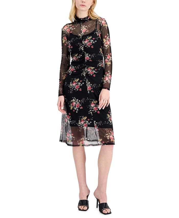 Mock neck floral dress discount