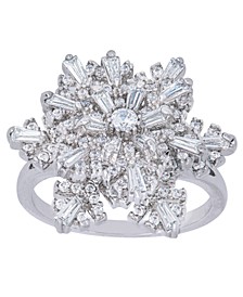 Silver Plated Cubic Zirconia Snowflake Spinner Ring
