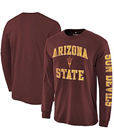 Men's Maroon Arizona State Sun Devils Distressed Arch Over Logo Long Sleeve Hit T-shirt