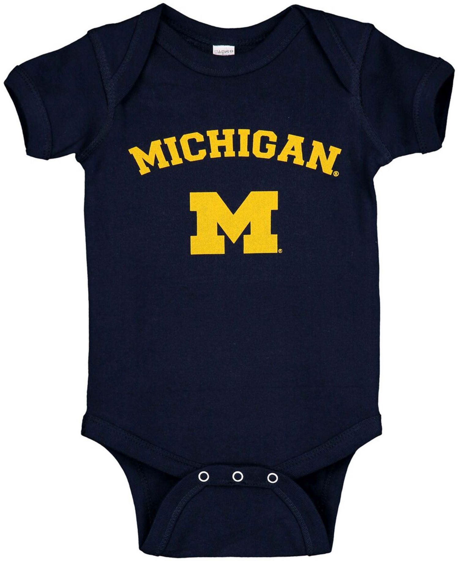 Infant Boys and Girls Navy Michigan Wolverines Arch and Logo Bodysuit