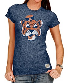 Women's Heather Navy Auburn Tigers Tri-Blend Crew Neck T-shirt