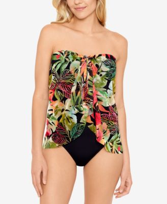 로렌 랄프로렌 Lauren Ralph Lauren Flyaway Tummy-Control One-Piece Swimsuit,Midnight Tropical
