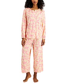 Cotton Swiss Dot Cropped Wide-Leg Pajama Set, Created for Macy's