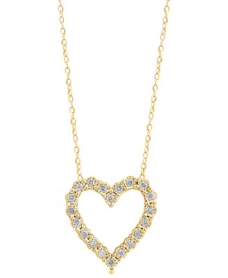 EFFY&reg; Diamond Heart 18" Pendant Necklace (1/4 ct. t.w.) in Sterling Silver or 14k Gold-Plated Sterling Silver