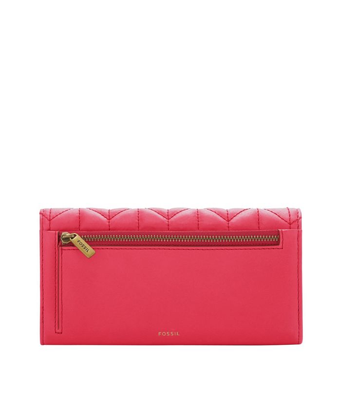 Fossil Women's Logan Quilted Leather Flap Wallet Macy's