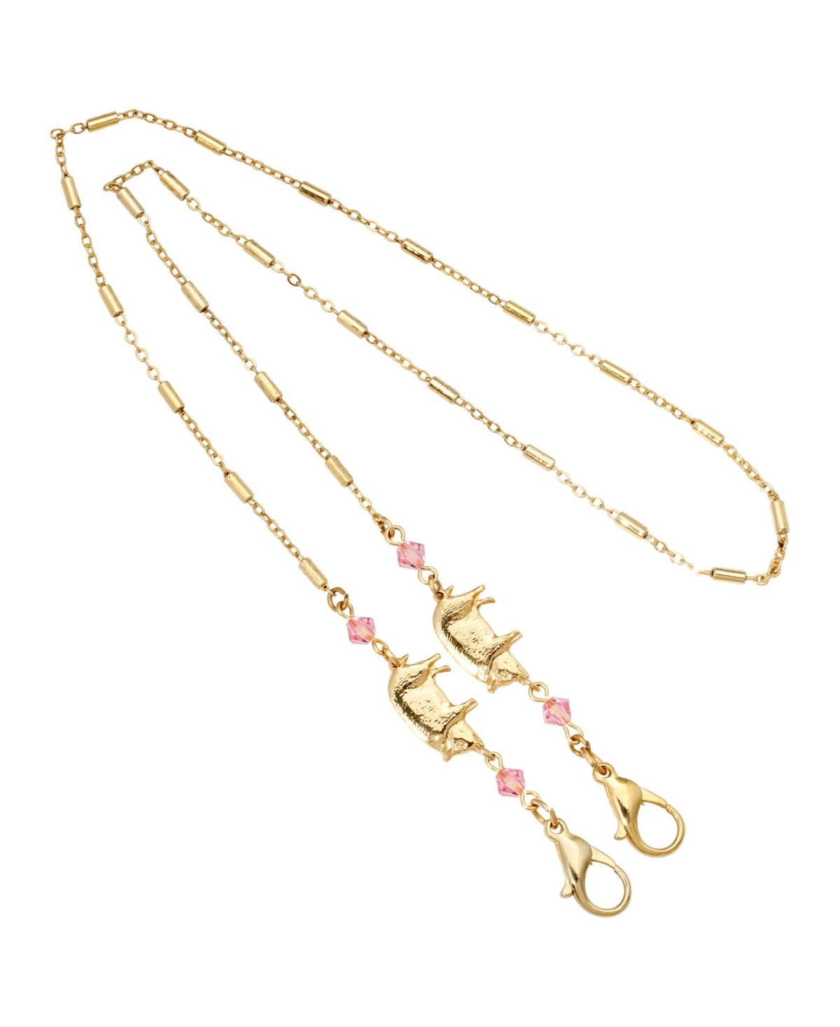 2028 Gold-tone Beaded Face Mask Chain Holder In Pink