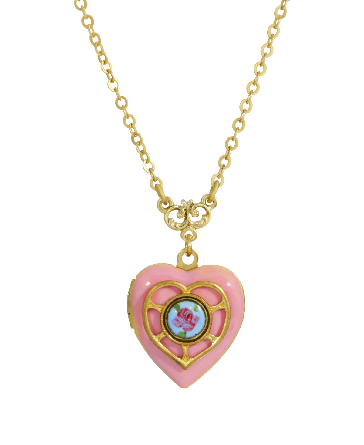 2028 Heart Locket Necklace In Pink