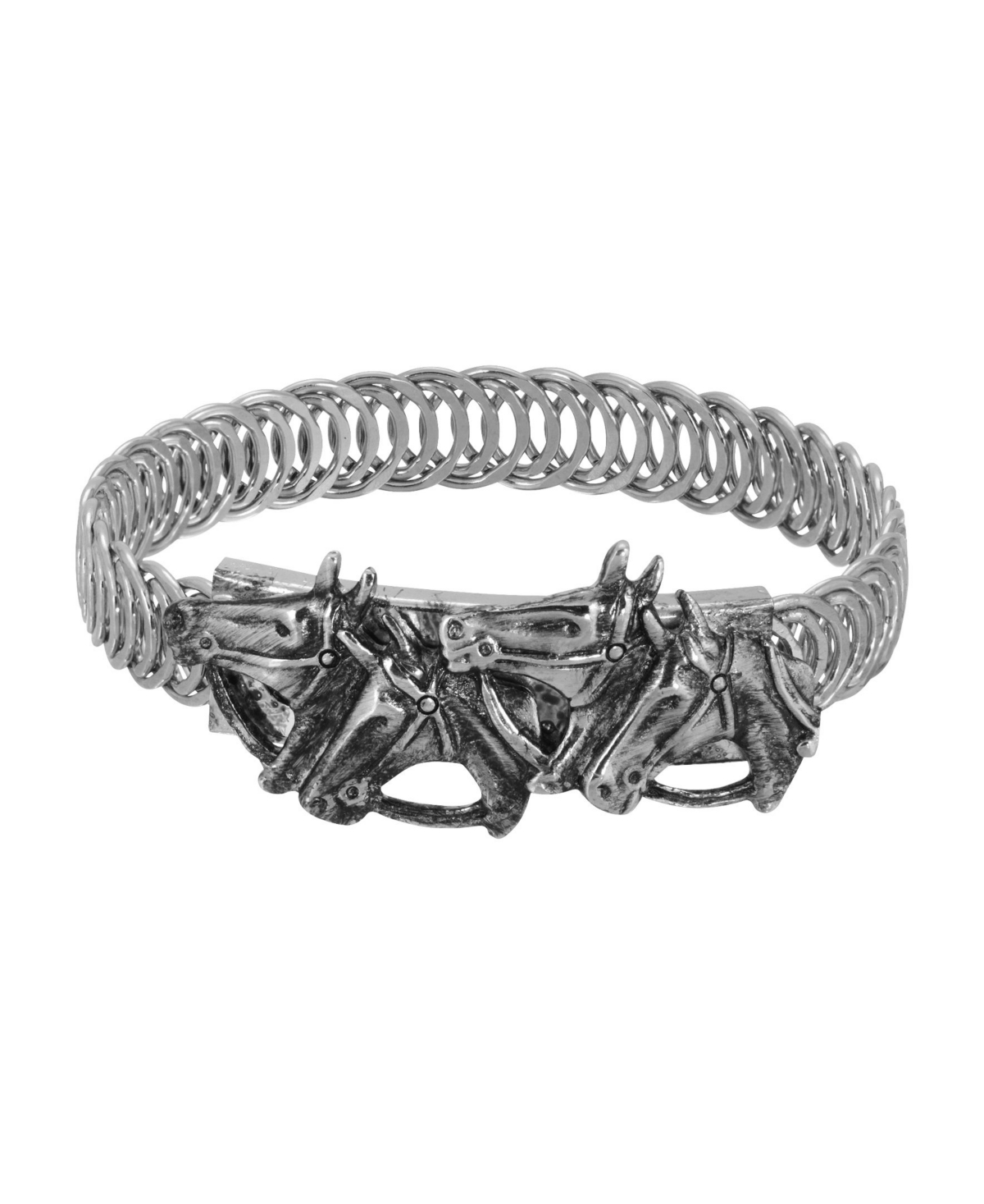 2028 Horse Heads Coil Bracelet In Silver-tone