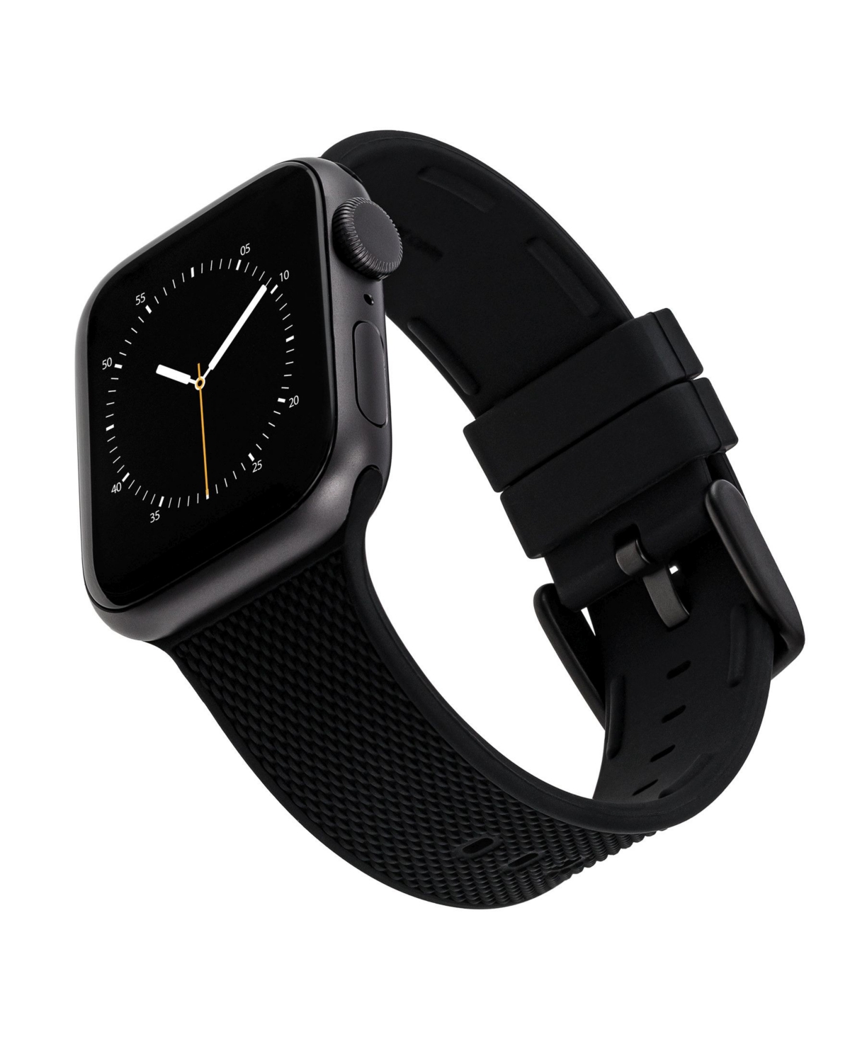 Black Textured Silicone Band designed for Apple Watch 42mm (Series 1-3 only) & 44/45/46/49mm (Ultra & Ultra 2) - Black