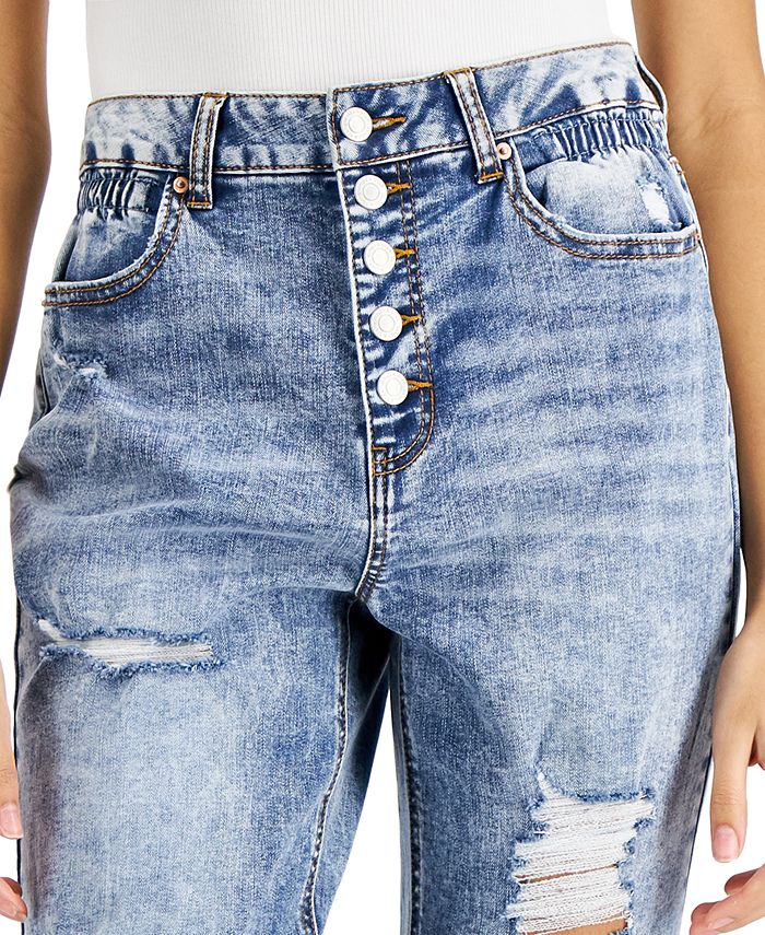 Vanilla Star Juniors' Ripped ButtonFly Boyfriend Jeans Macy's