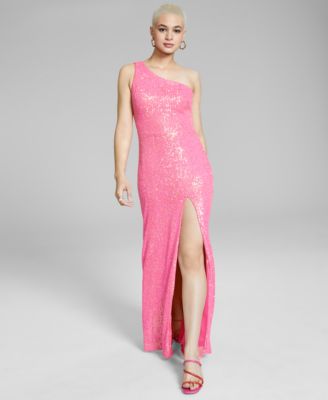 macy's pink sequin dress