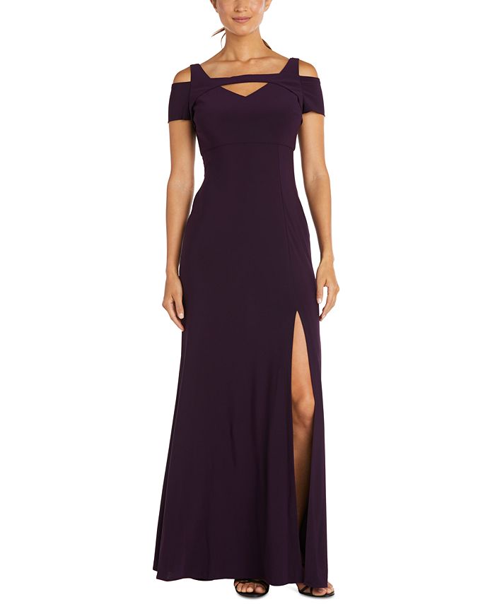 Nightway - Petite Cold-Shoulder Keyhole Gown
