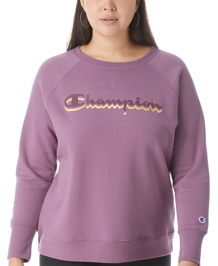 Champion Plus Size Powerblend Logo Boyfriend Sweatshirt & Reviews - Tops - Plus  Sizes - Macy's