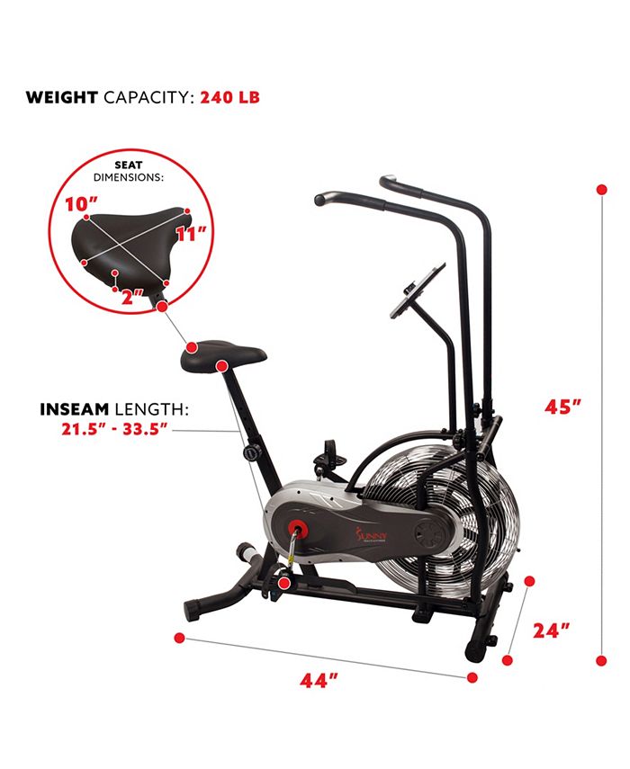 sunny health & fitness zephyr air fan exercise bike