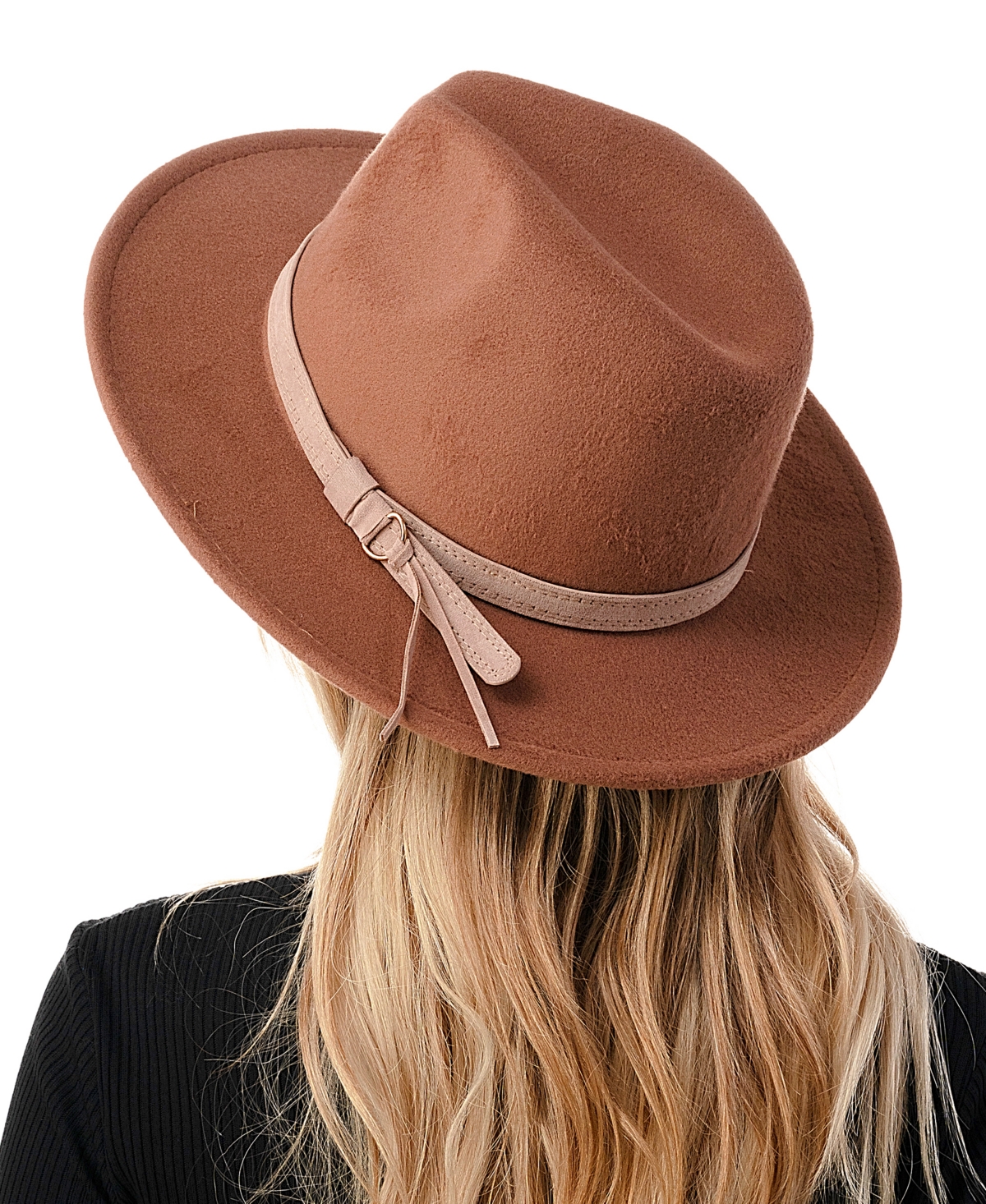 Marcus Adler Women's Wool Blend Felt Hat with Faux Leather Band