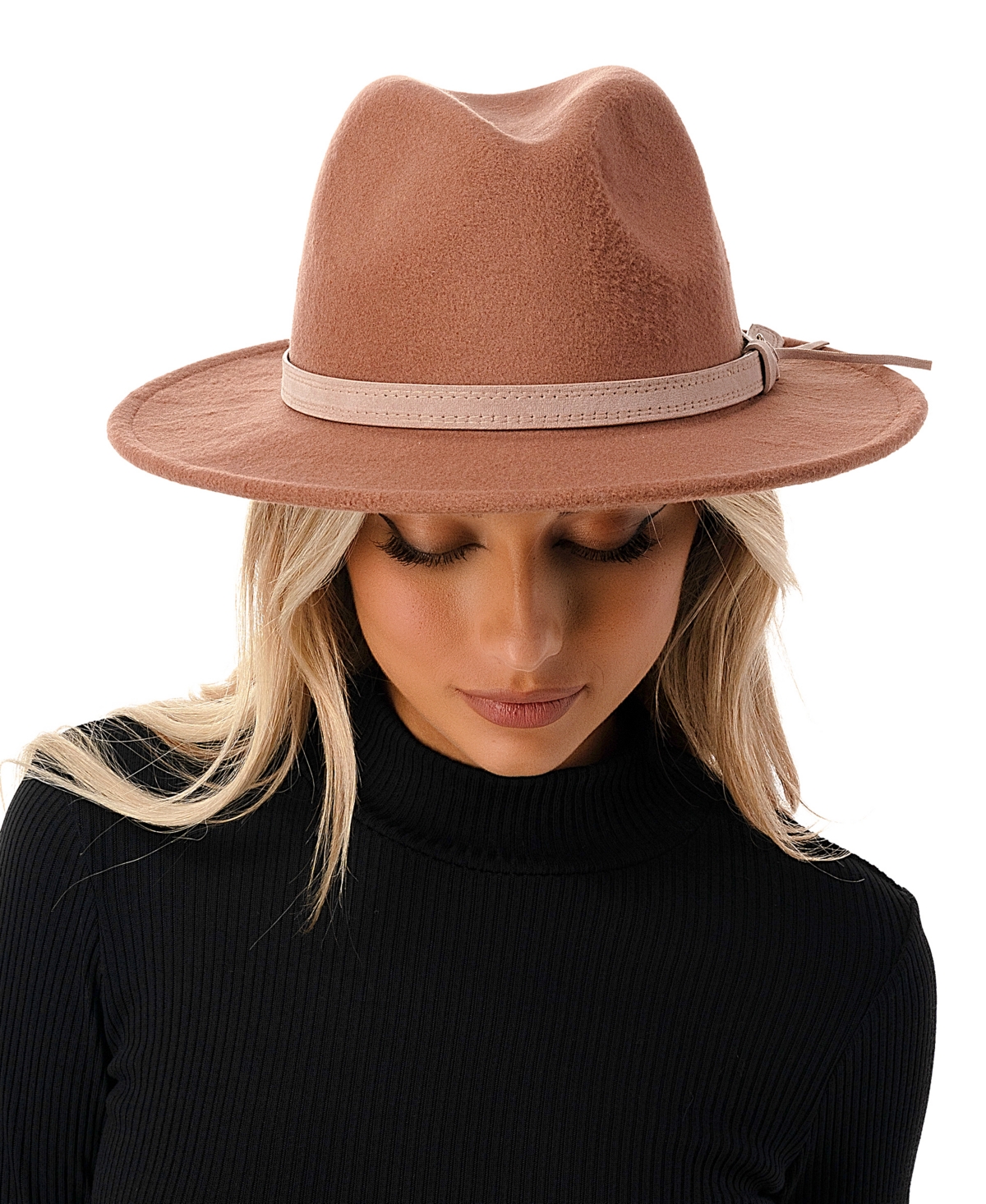 Marcus Adler Women's Wool Blend Felt Hat with Faux Leather Band