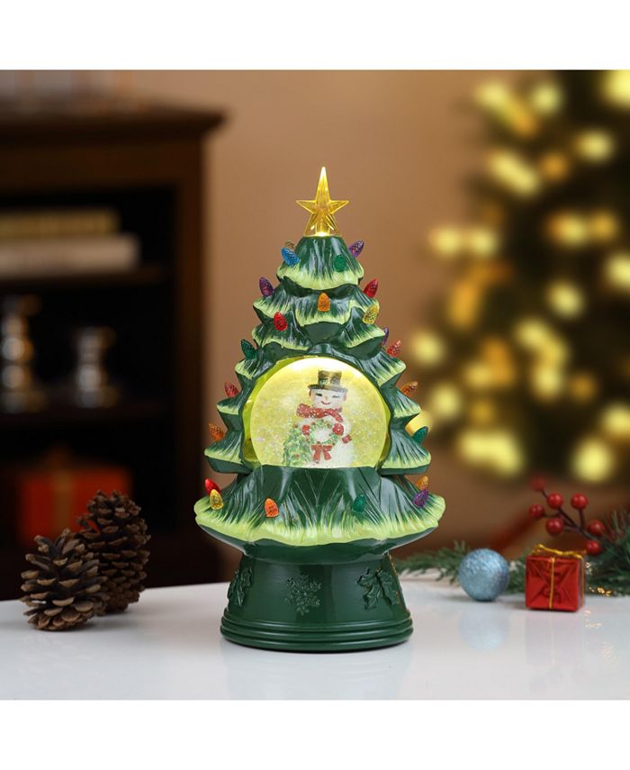 Mr. Christmas Snowman Snow Globe Nostalgic Tree, 14" Macy's
