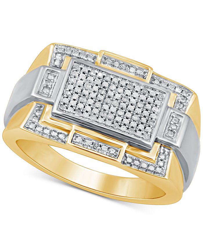 Macy's Men's Diamond Ring (1/10 ct. t.w.) in Sterling Silver & 18k Gold ...