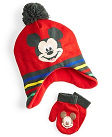 Little Boys Mickey Mouse Hat & Mittens Set