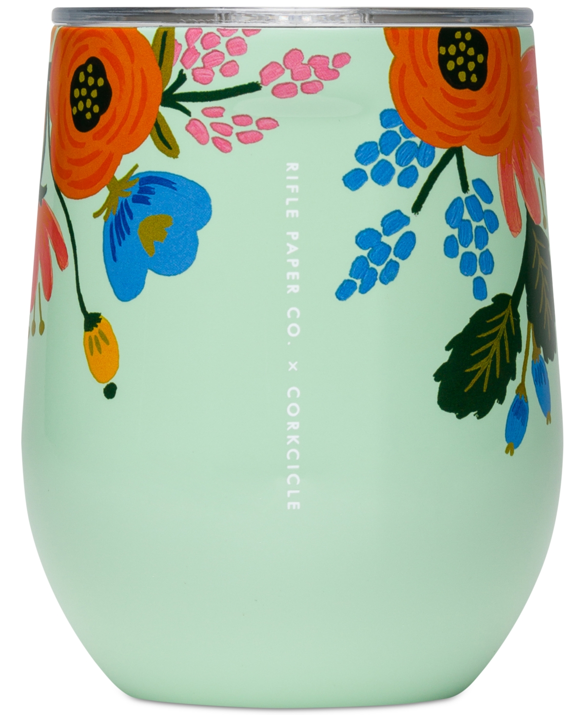 Corkcicle 12 oz Rifle Paper Co. Lively Floral Stemless Tumbler In Mint