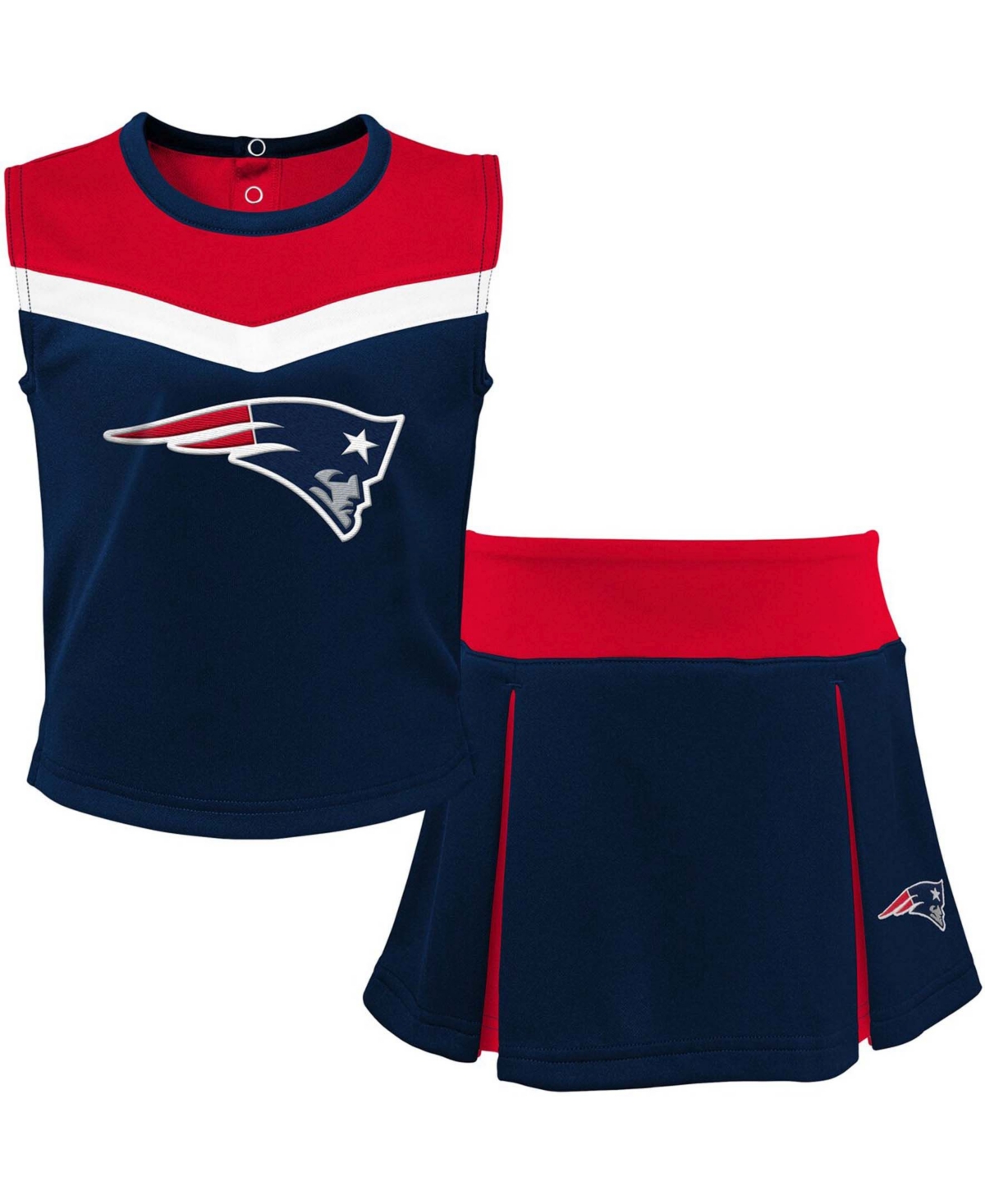 Shop Outerstuff Big Girls Navy And Red New England Patriots Two-piece Spirit Cheerleader Set In Navy,red