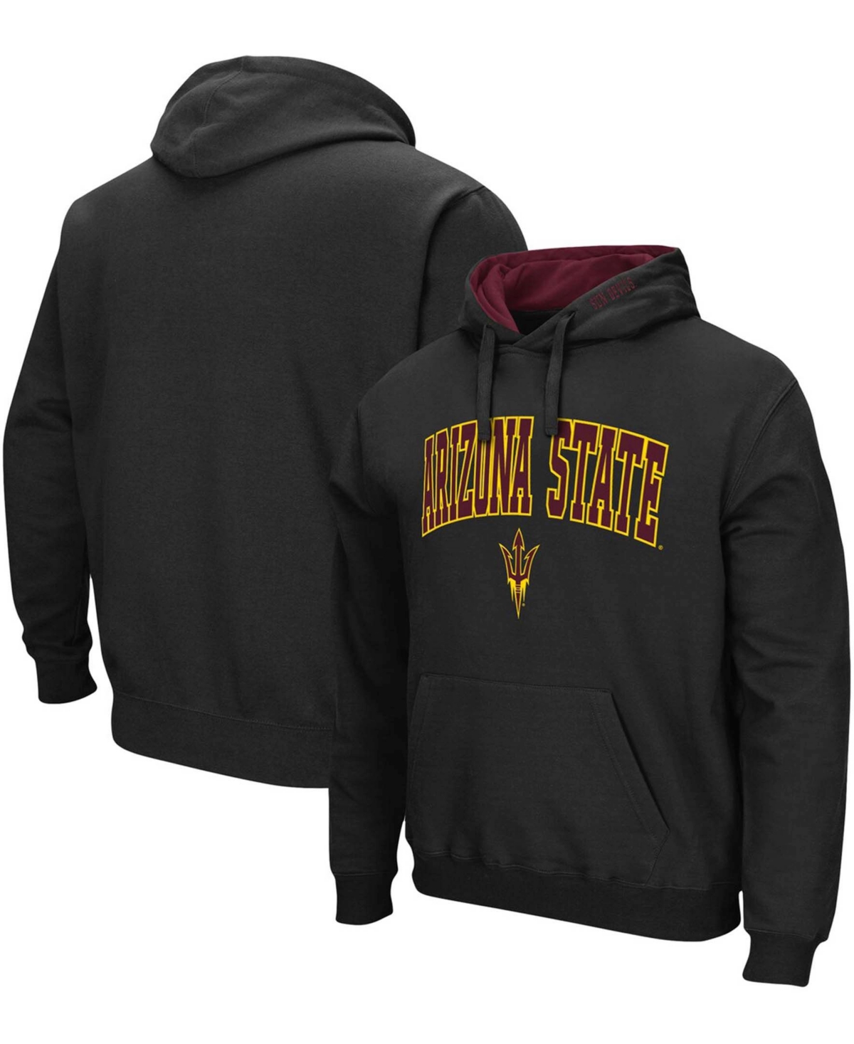 Colosseum Men's Arizona State Sun Devils Arch Logo 3.0 Pullover Hoodie In Black