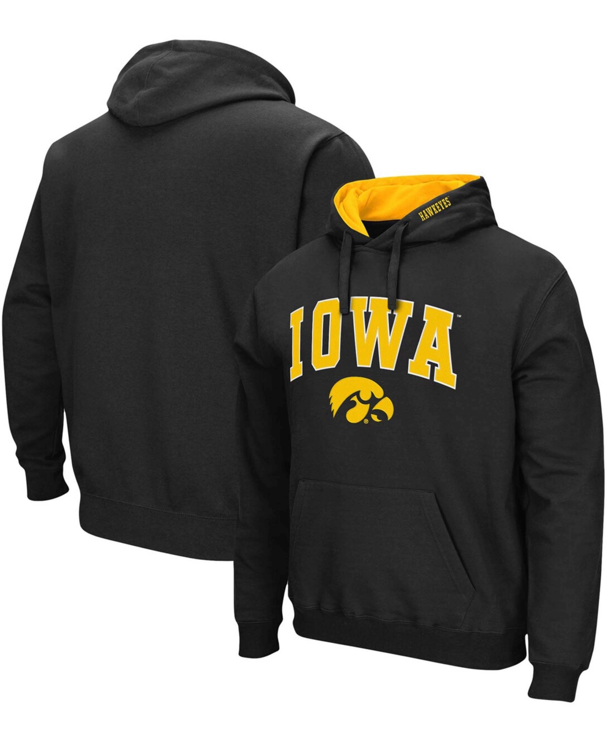 Colosseum Men's Black Iowa Hawkeyes Arch Logo 3.0 Pullover Hoodie In Black