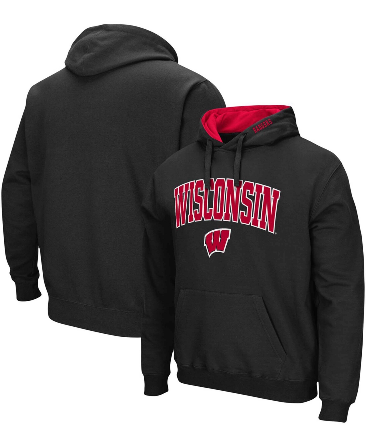 COLOSSEUM MEN'S BLACK WISCONSIN BADGERS ARCH LOGO 3.0 PULLOVER HOODIE
